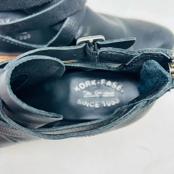 Kork-Ease Black Ankle Boots with Tan Sole - Picture 3 of 8